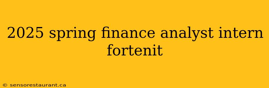 2025 spring finance analyst intern fortenit