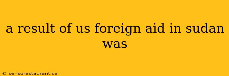 a result of us foreign aid in sudan was