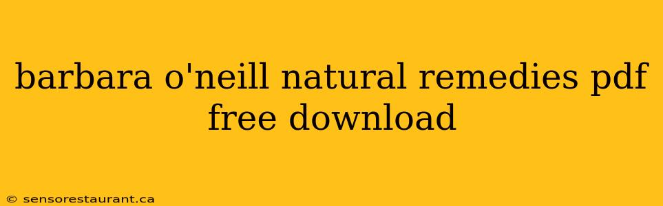 barbara o'neill natural remedies pdf free download