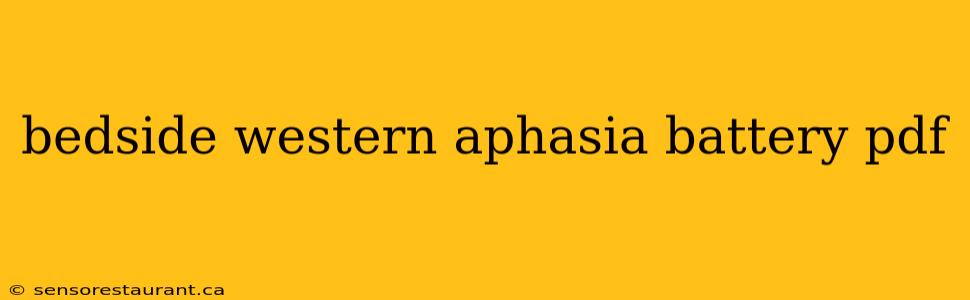 bedside western aphasia battery pdf