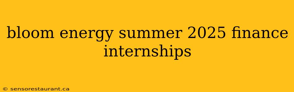 bloom energy summer 2025 finance internships