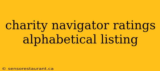 charity navigator ratings alphabetical listing