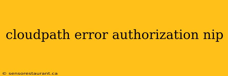 cloudpath error authorization nip