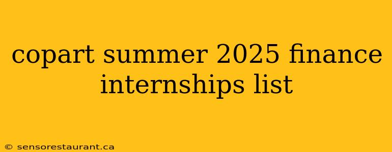 copart summer 2025 finance internships list