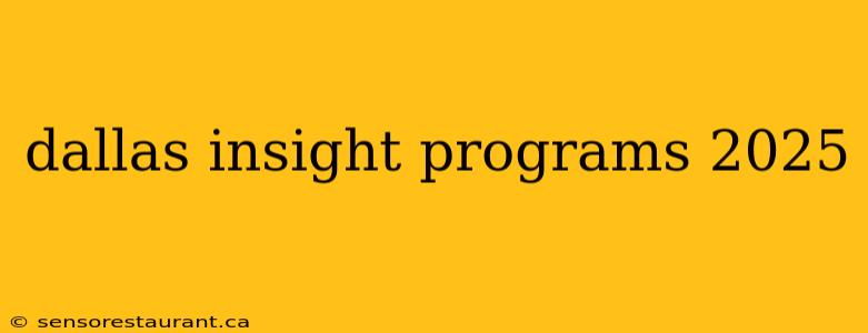 dallas insight programs 2025