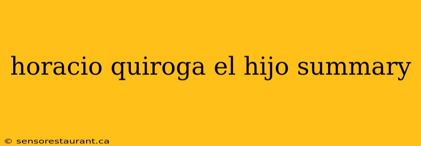 horacio quiroga el hijo summary