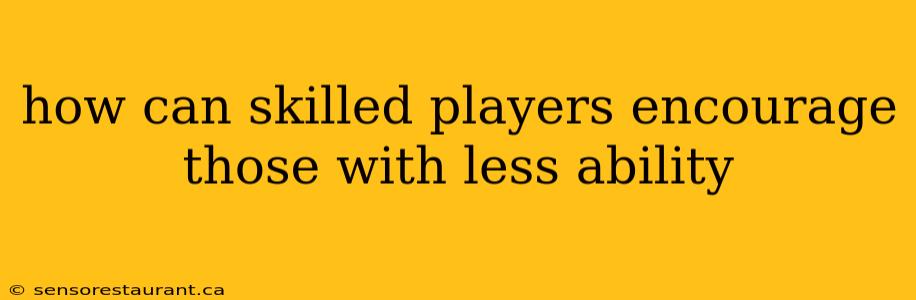 how can skilled players encourage those with less ability