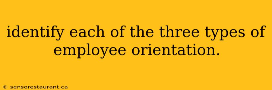 identify each of the three types of employee orientation.