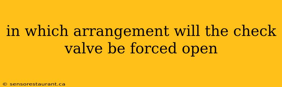 in which arrangement will the check valve be forced open