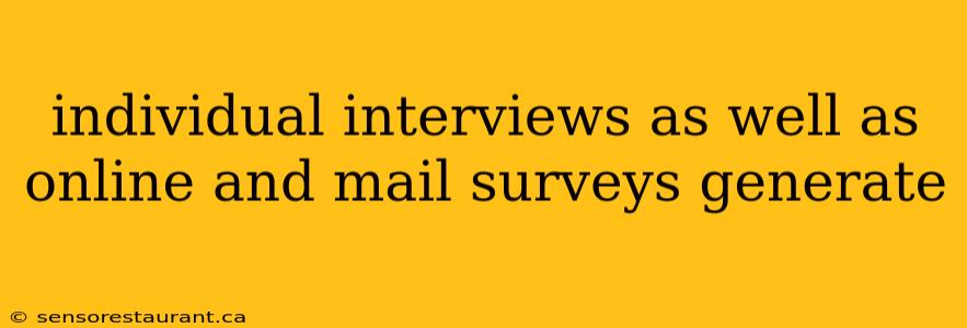 individual interviews as well as online and mail surveys generate