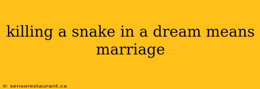 killing a snake in a dream means marriage