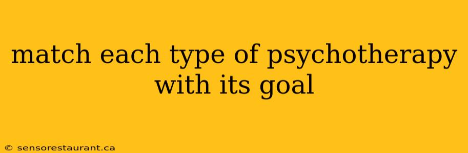 match each type of psychotherapy with its goal