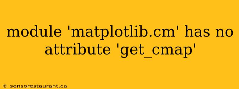 module 'matplotlib.cm' has no attribute 'get_cmap'