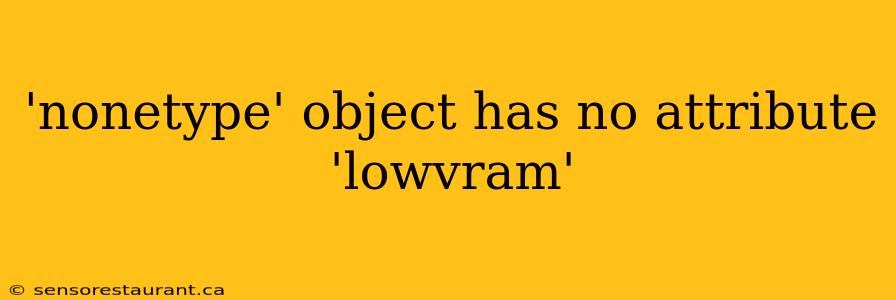 'nonetype' object has no attribute 'lowvram'