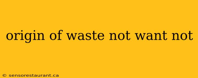 origin of waste not want not