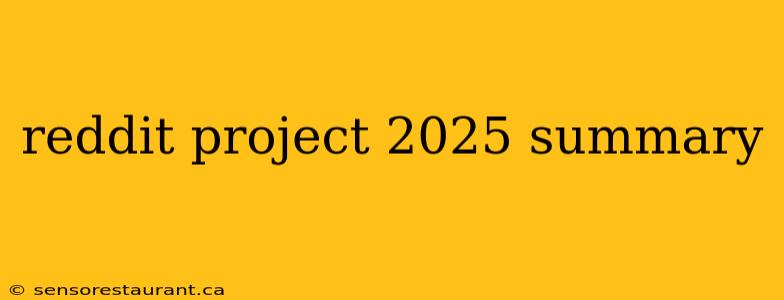 reddit project 2025 summary