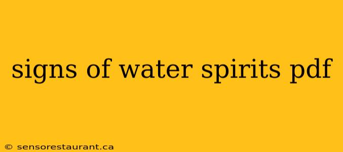 signs of water spirits pdf