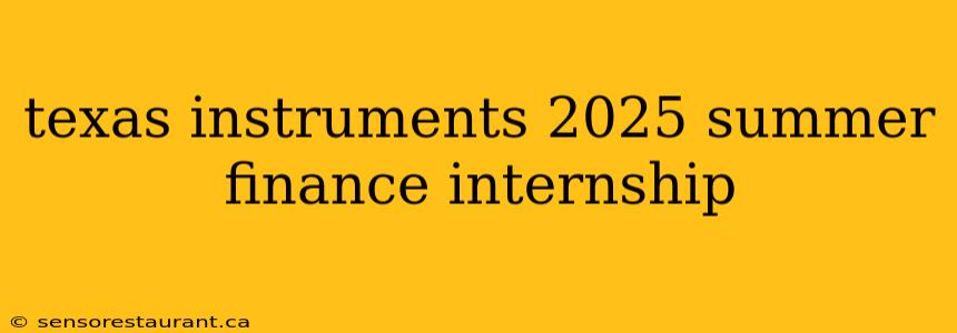 texas instruments 2025 summer finance internship