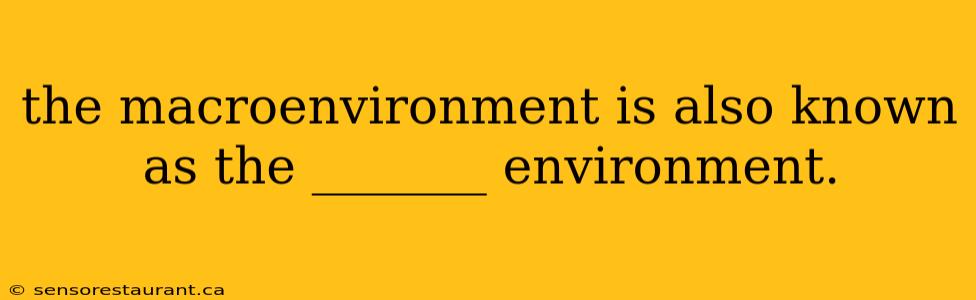 the macroenvironment is also known as the _______ environment.