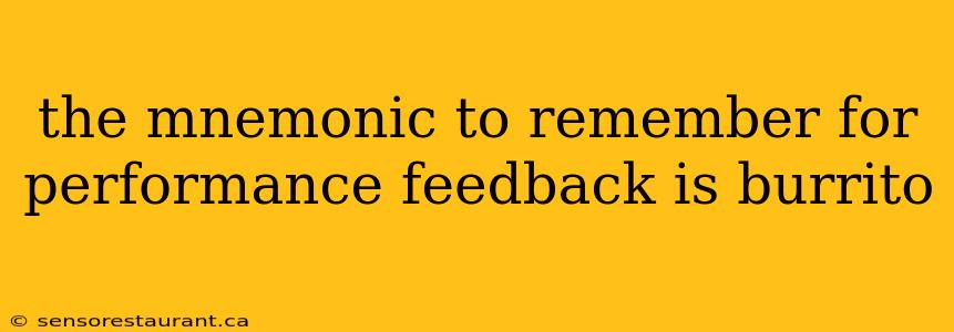 the mnemonic to remember for performance feedback is burrito