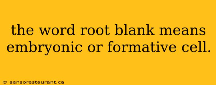 the word root blank means embryonic or formative cell.