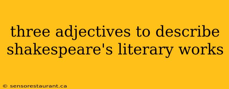 three adjectives to describe shakespeare's literary works