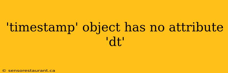 'timestamp' object has no attribute 'dt'