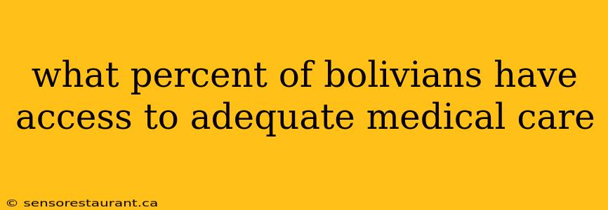 what percent of bolivians have access to adequate medical care