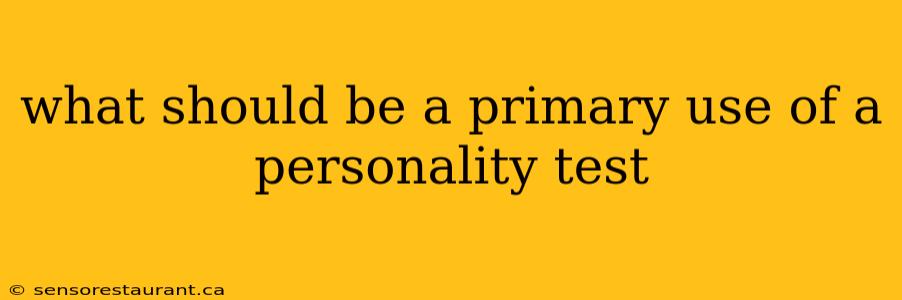 what should be a primary use of a personality test