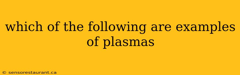 which of the following are examples of plasmas