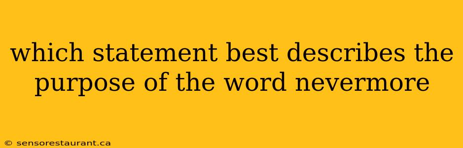 which statement best describes the purpose of the word nevermore