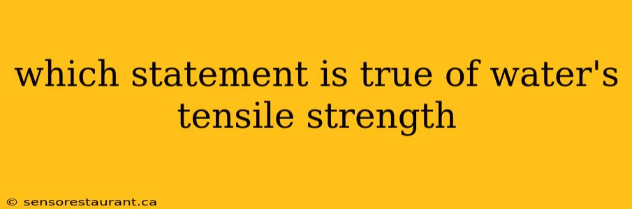 which statement is true of water's tensile strength