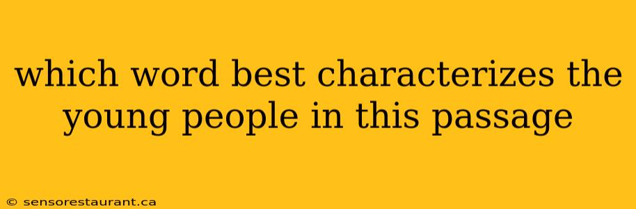 which word best characterizes the young people in this passage