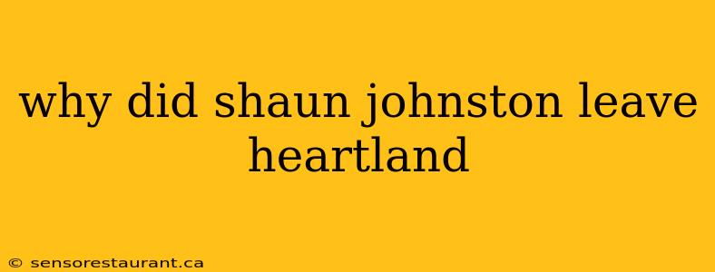 why did shaun johnston leave heartland