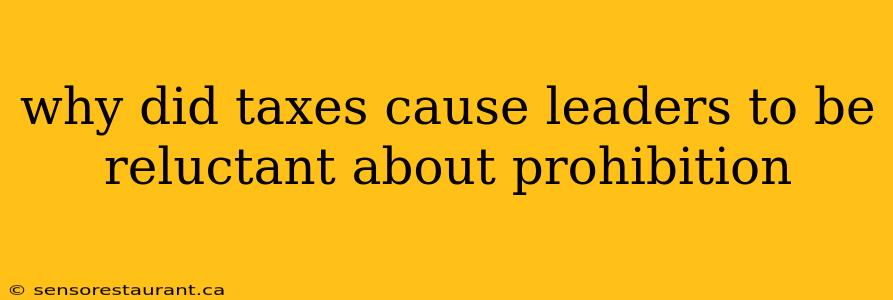 why did taxes cause leaders to be reluctant about prohibition