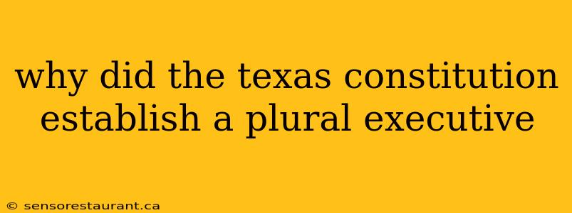 why did the texas constitution establish a plural executive